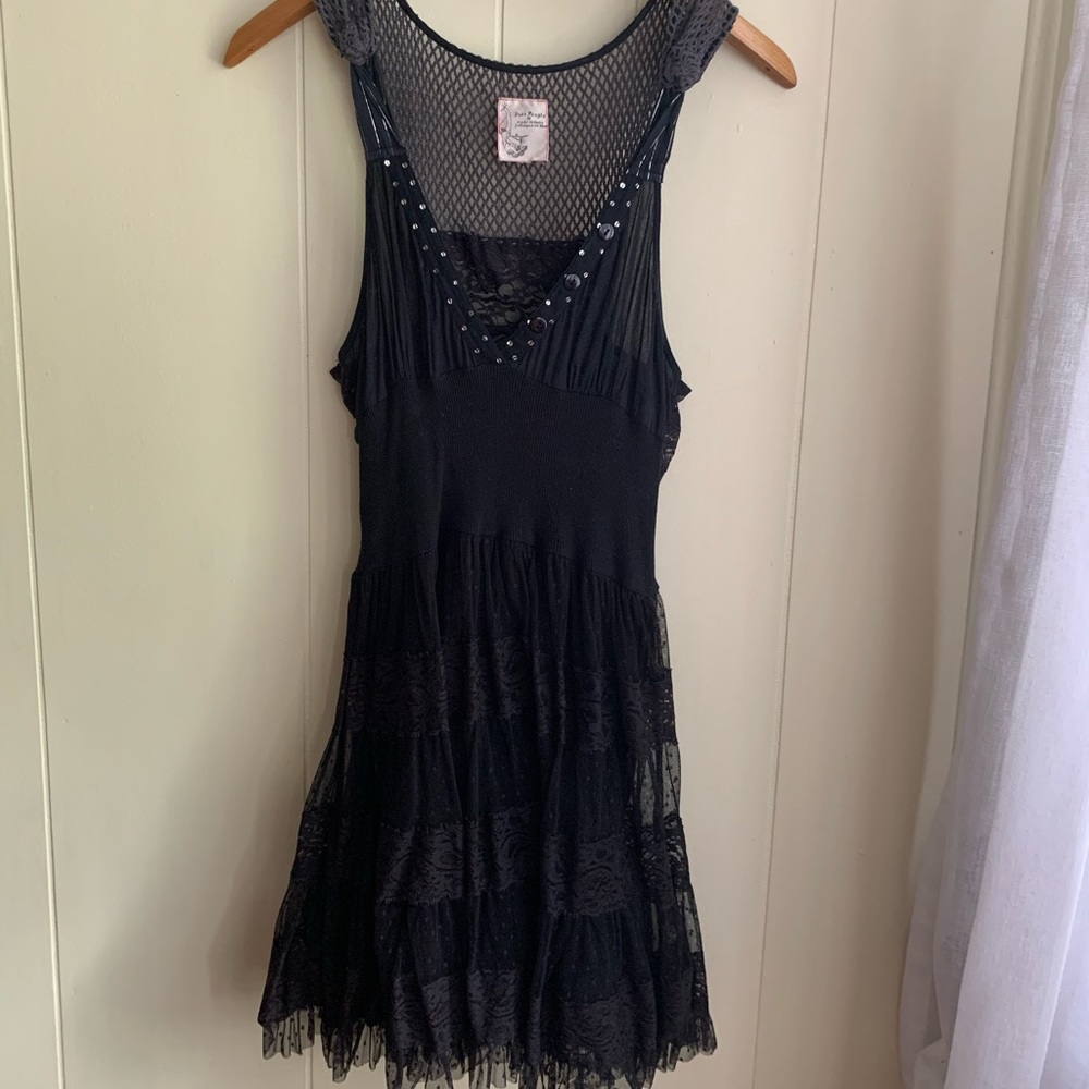 Free People Black Lace Tunic Dress